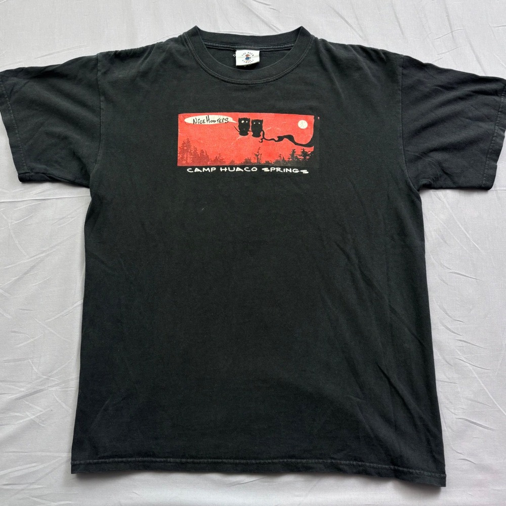 Vtg The Duck Company Camp Huaco Springs Nice Hooters Owl Graphic T-Shirt Black L